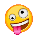 a yellow smiley face with a pink tongue sticking out of it .