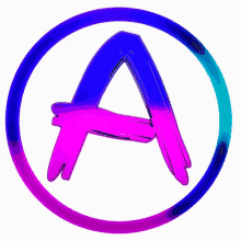 a purple and blue letter a in a circle with a white background