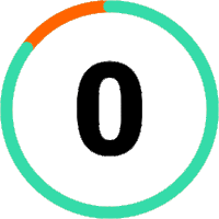 a green and orange circle with the number 0 in the center