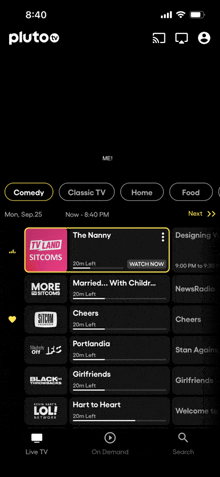 a screenshot of the plutoo app showing a list of shows