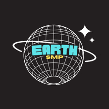 a logo for earth smp with a globe and stars