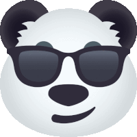 a panda bear wearing sunglasses is making a funny face