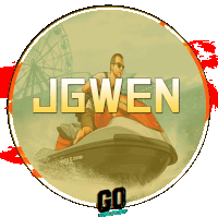 a picture of a man on a jet ski with the name jgwen above him