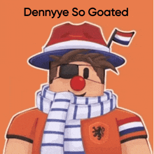 a picture of a clown with the words dennyye so goated on the top