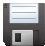 an icon of a floppy disk with a square hole in the middle