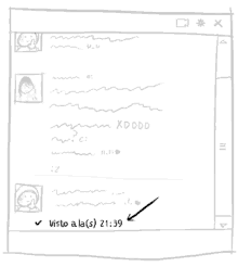 a drawing of a computer screen with a check mark that says visto a la