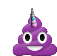 a purple poop emoji with a unicorn horn