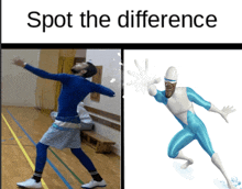 a picture of a man and a picture of a cartoon character with the words spot the difference on the bottom