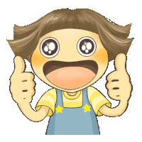 a cartoon character with big eyes is giving two thumbs up