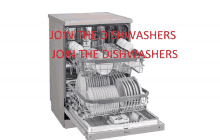 a stainless steel dishwasher with the words " join the dishwashers " on the bottom