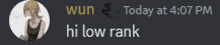 a blurred image of a person with the words hi low rank below them