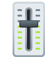 a gray and green icon of a slider