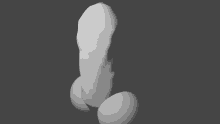 a 3d model of a penis surrounded by eggs on a grey background .