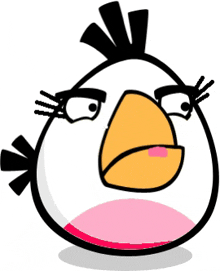 a cartoon angry bird with a yellow beak and a black head