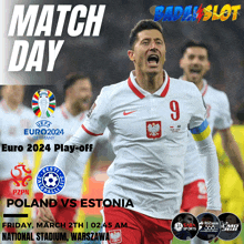 a poster for poland vs estonia on march 2nd