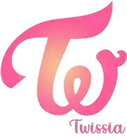 a pink twice logo with the name twissia underneath it