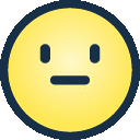 a yellow smiley face with a black border and a circle around it .