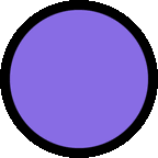 a purple circle with a black border on a white background