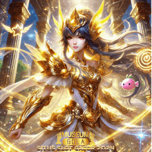 a poster for museum bola situs slot gacor 2021 shows a girl in gold armor