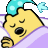 a cartoon bear is sleeping in a bed with a blue hat on his head .