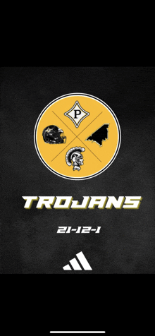 a poster for the trojans football team with an adidas logo in the corner