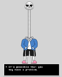 a pixel art drawing of sans with a long neck