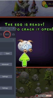 the egg is ready to crack it open on a screen