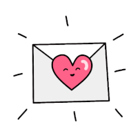 a cartoon drawing of an envelope with a heart in it .