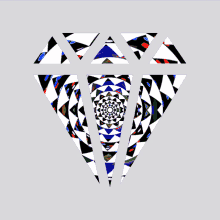 a diamond made of triangles with a colorful pattern