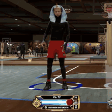 a man in a pharaoh costume is standing on a basketball court in a video game