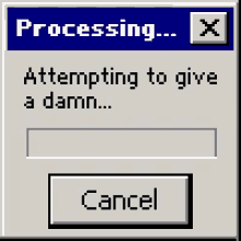 a computer screen that says processing failed damn not given and a close button