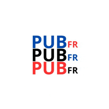 a blue , red , and white logo for pubfr