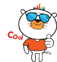 a cartoon tiger wearing sunglasses and giving a thumbs up