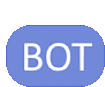 a blue button with the word bot on it