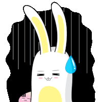 a cartoon of a rabbit with a tear on its face