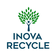 a logo for inova recycle with a tree and a person