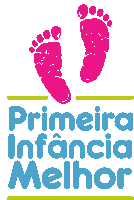 a logo that says primeira infancia melhor with a pink footprint