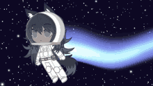 a drawing of a girl in an astronaut 's suit in space