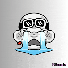 a cartoon of a man wearing goggles and crying with tears coming out of his eyes