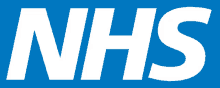 a blue nhs logo with white letters on it