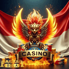 a logo for a casino with a phoenix on top