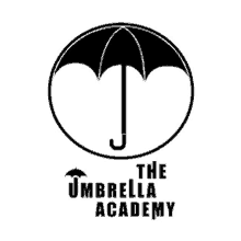 a black and white logo for the umbrella academy .