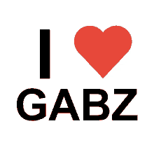 a sign that says " i love gabz " with a red heart