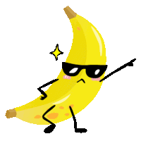 a cartoon illustration of a banana wearing black sunglasses