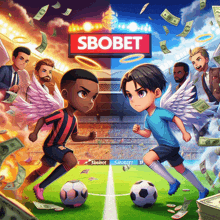 a poster for a soccer game called sbobet