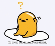 a cartoon of a egg with a question mark above it .