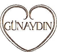 the word günaydin is written in a heart shape