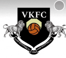 a logo for vkfc void keepers fc with two lions