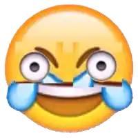 a laughing emoji with tears coming out of its eyes