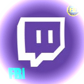 a white twitch logo on a purple background